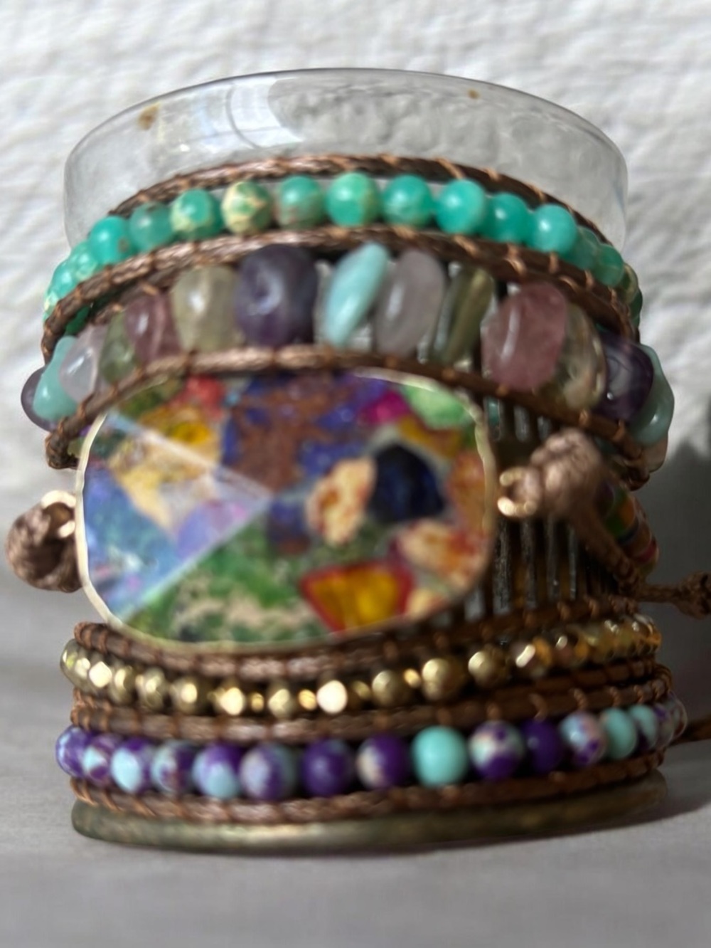 Boutique Semi Precious Stone Multi-Strand Wrap Bracelet NWOT